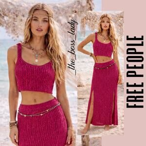 Free People skirt set co-ord crochet matching set boho XS